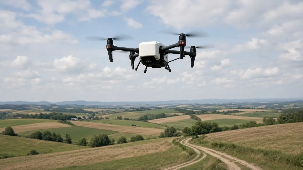 Kırsal alanda drone uçuşu.